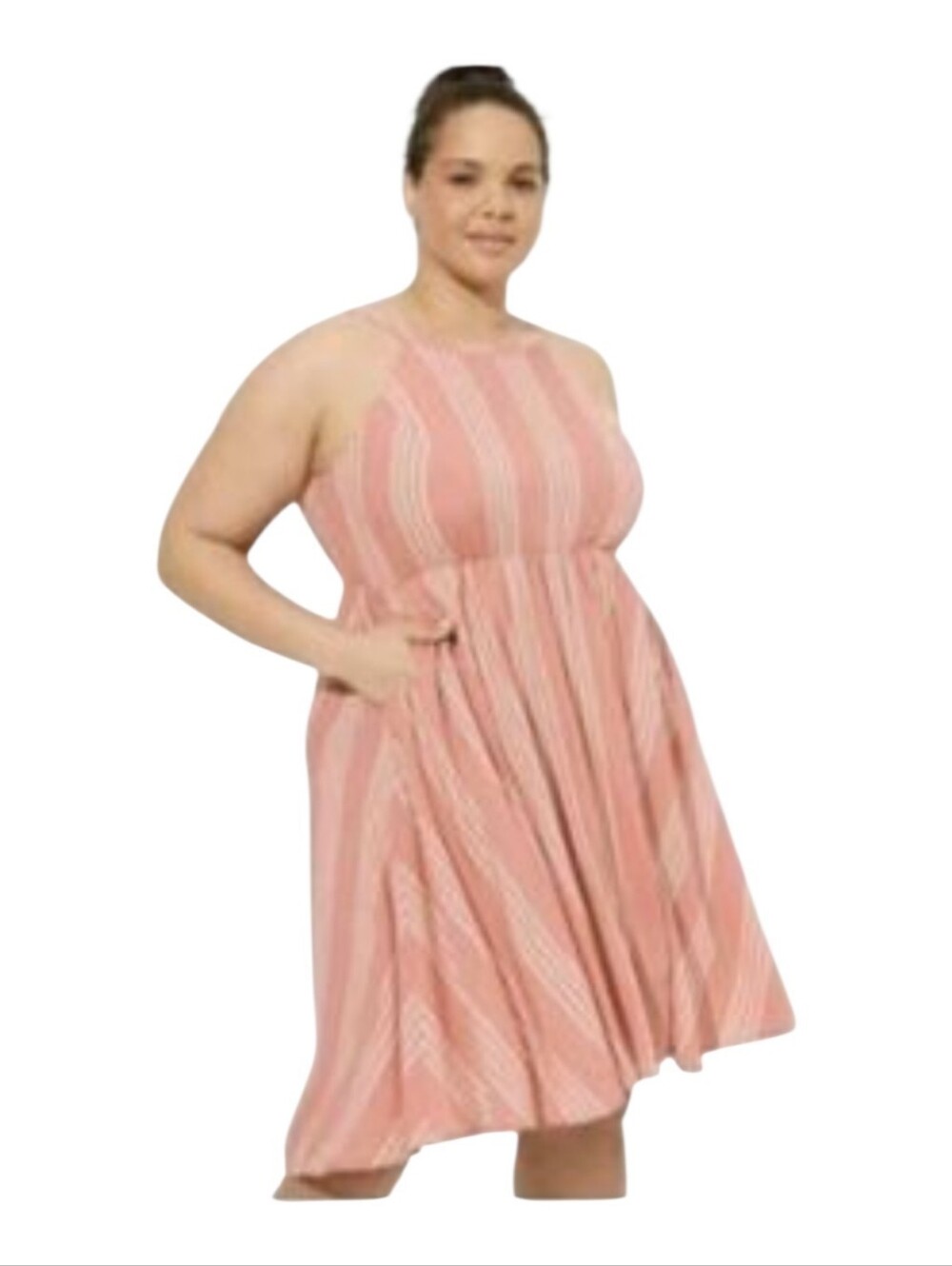 Torrid 3 Pink and White Striped Challis Halter High-Low Dress 3X